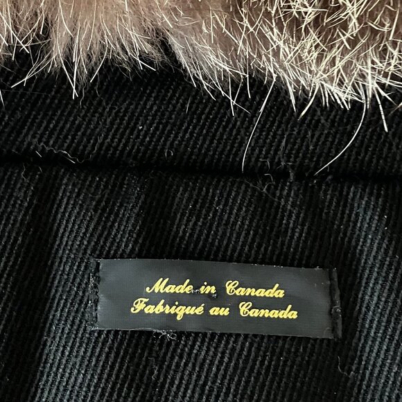 Hilary Radley black wool coat with real fur trim, size medium - Picture 4 of 6